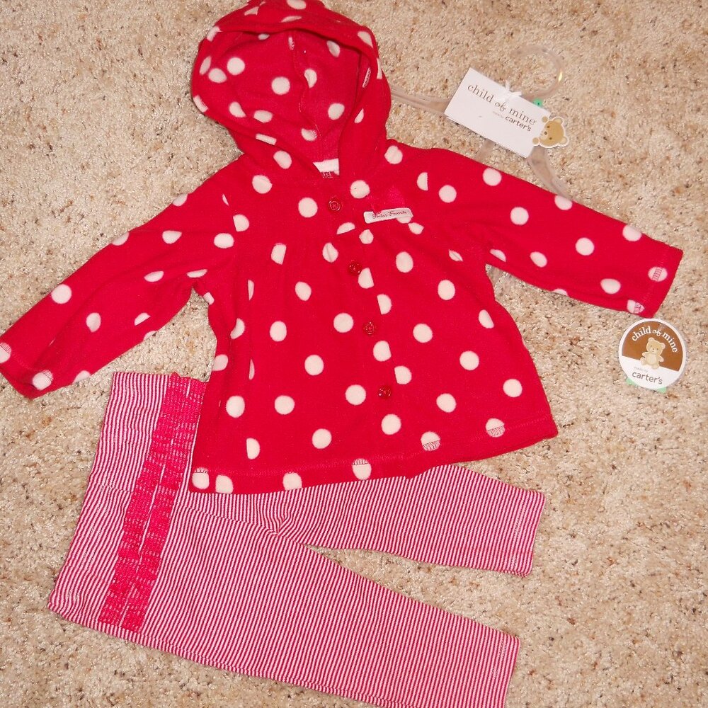 NEW  ~  Carter's  Child of Mine ~ Infant Girls 2 piece red set ~ Size 6-9 M